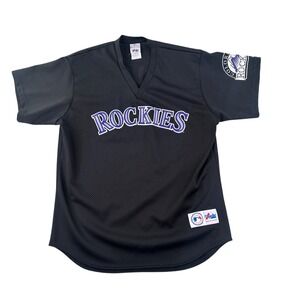 Vintage‎ Colorado Rockies Jersey Mens XL Black Larry Walker 90s MLB Majestic USA